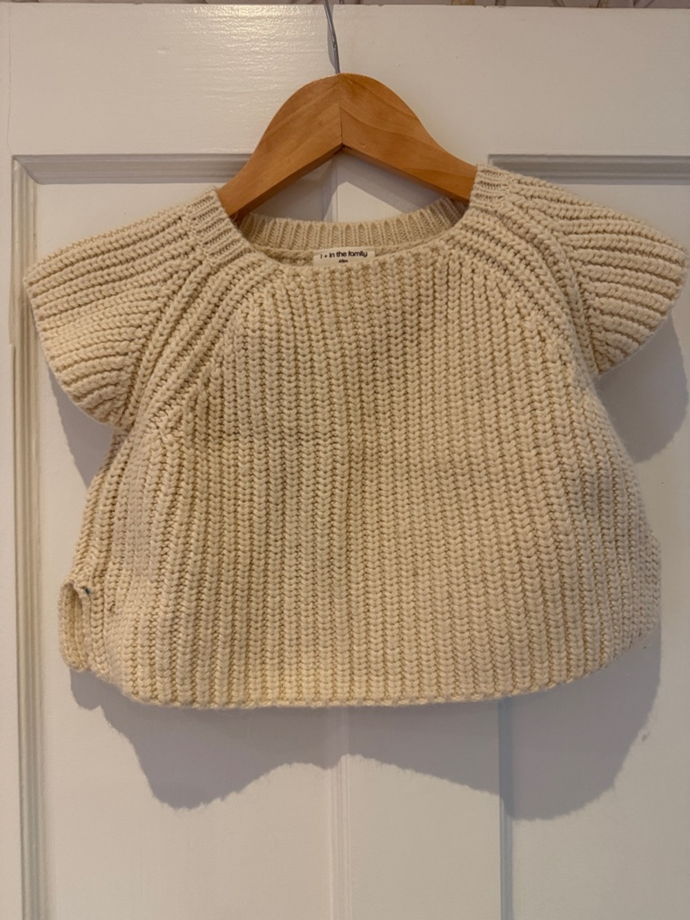 1+ in the family Cream Knit Short-Sleeve Sweater for Kids
